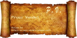 Prusz Vendel névjegykártya